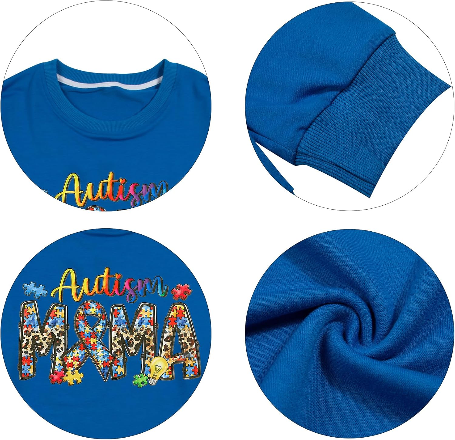 FLOYU Autism Mama Sweatshirt Autism Awareness - Shirt Women Autism Acceptance Tops Autism Puzzle Clothes