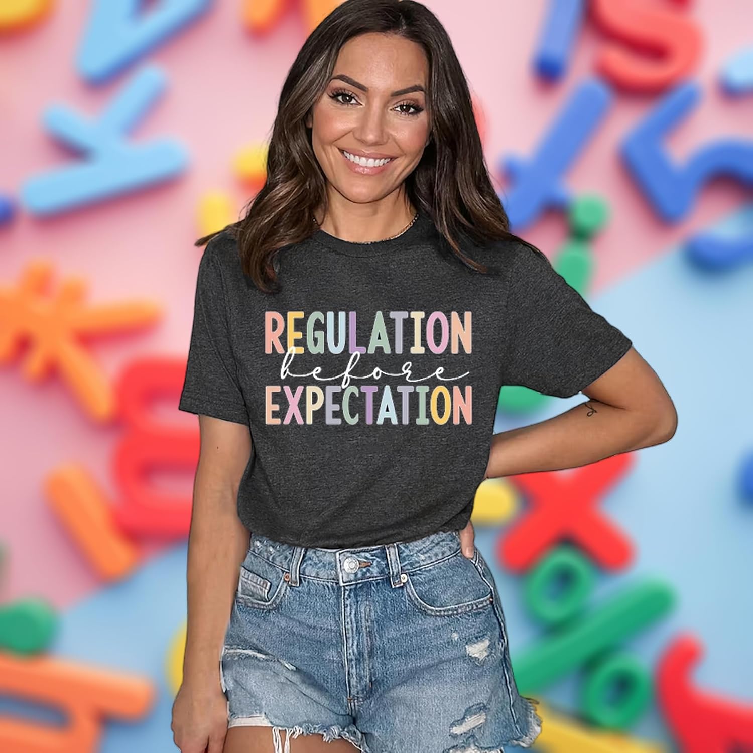 Teacher Shirts Autism Speech Therapy Shirt for Women Sped Teacher T-Shirt Inspirational Letter Print Graphic Tee Top