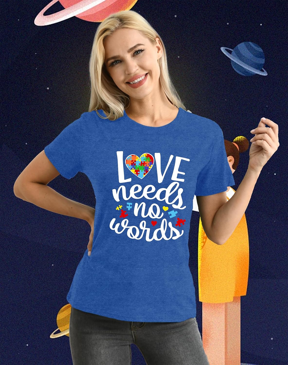 LBP Autism Awareness Shirt for Women Mental Health T-Shirt Be Kind Autism Tee Inspirational Tops