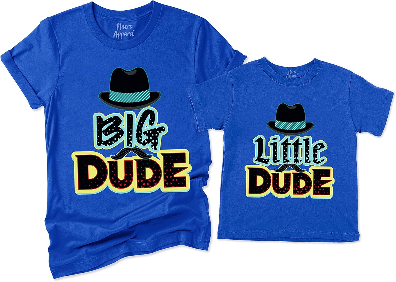 NACRE APPAREL Big Dude Little Dude Matching Dad and Me Best Friend Father's Day Father and Son