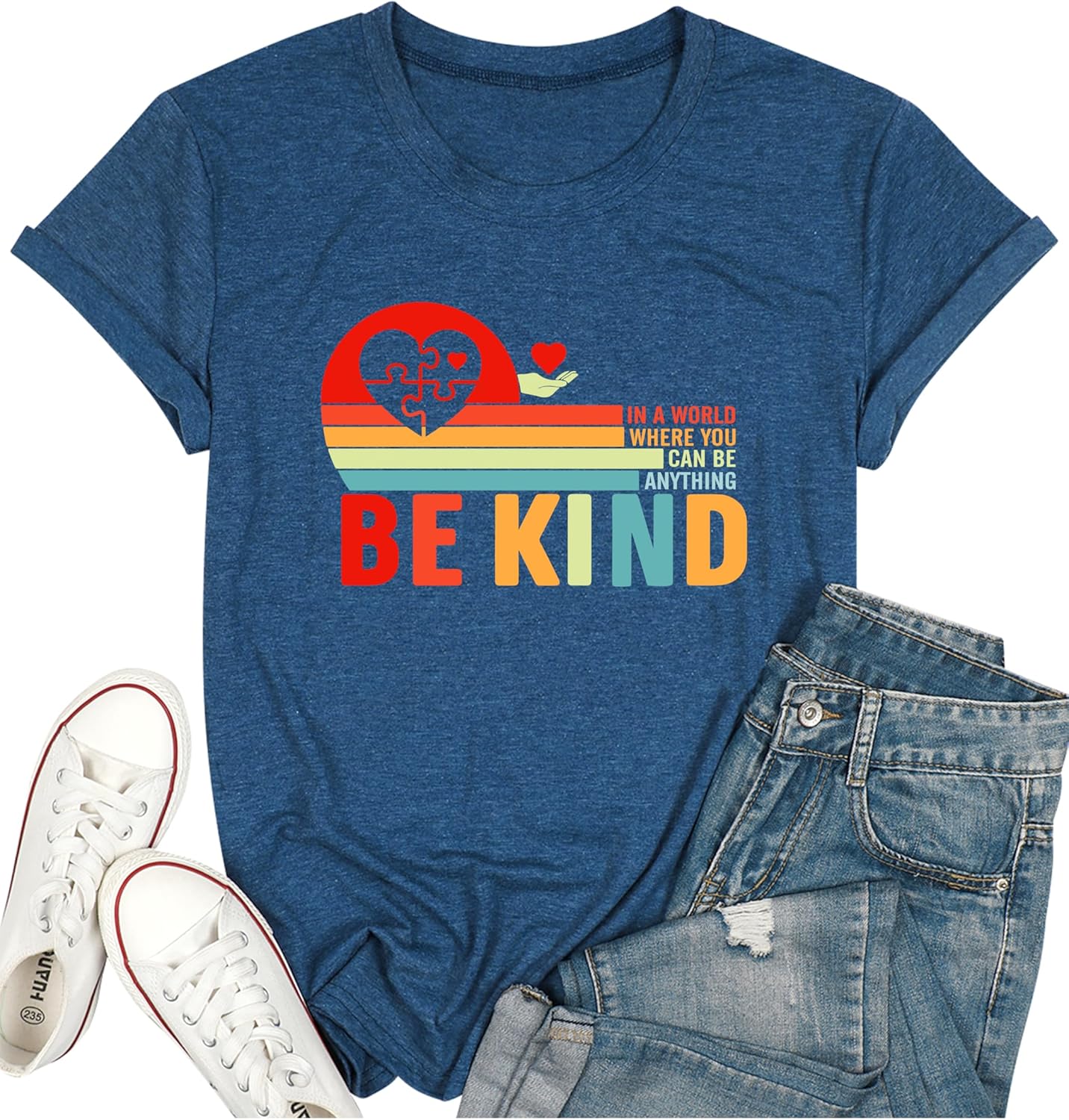 Autism Awareness Shirt Women Autism Acceptance Shirt Be Kind Shirt for Women Autism Support Tee Tops