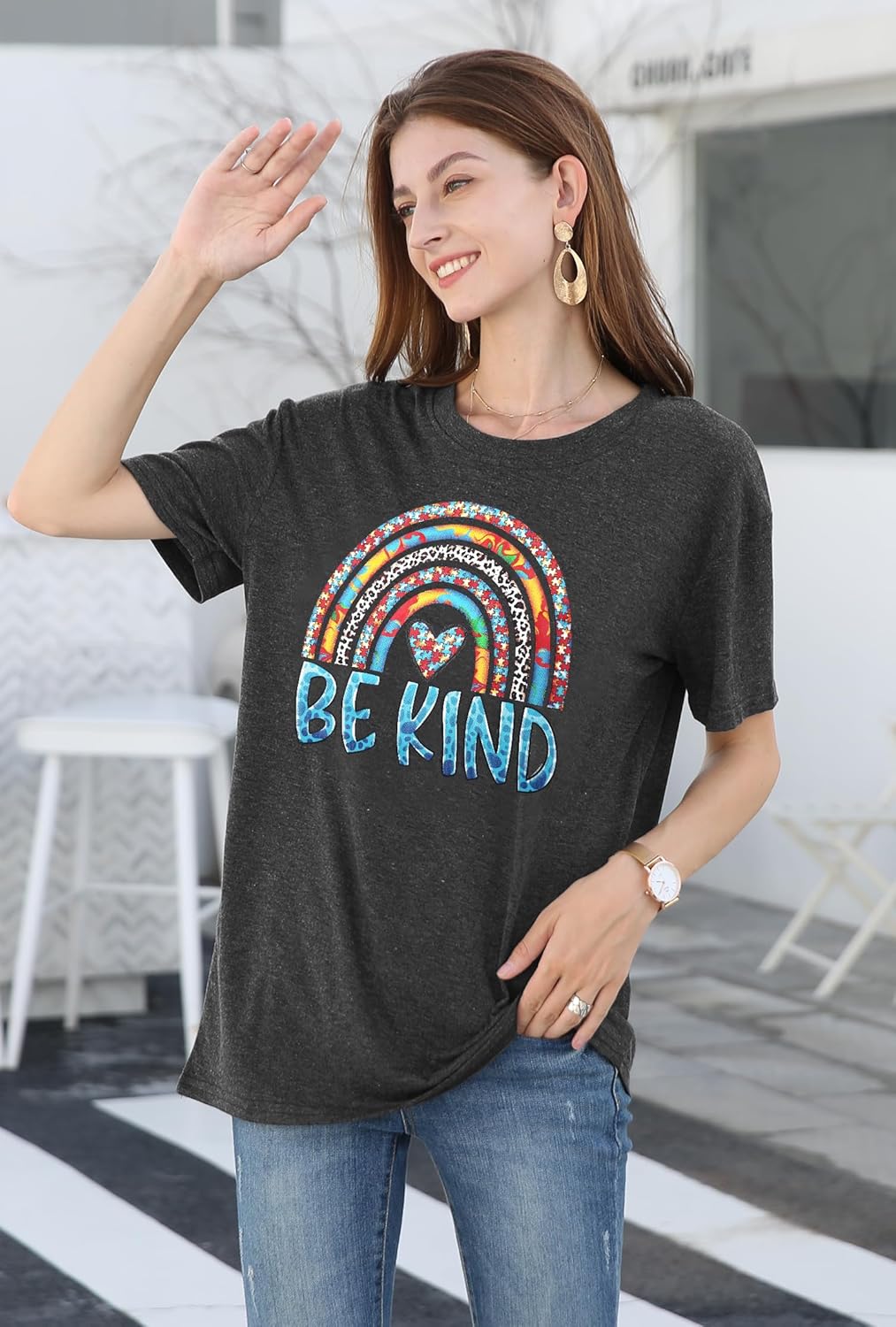Autism Awareness Shirt Women Autism Support Tops Women Rainbow Mental Health Tshirt Special Education Tee