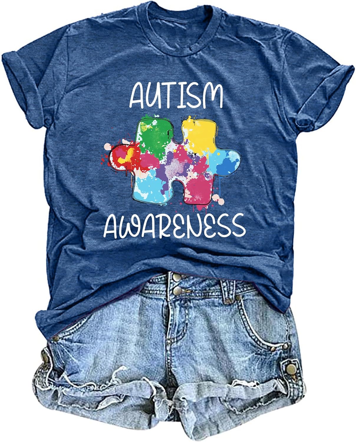 Autism Awareness Shirts Women Autistic Support Tshirt Puzzle Piece Heart Graphic Inspirational Tops
