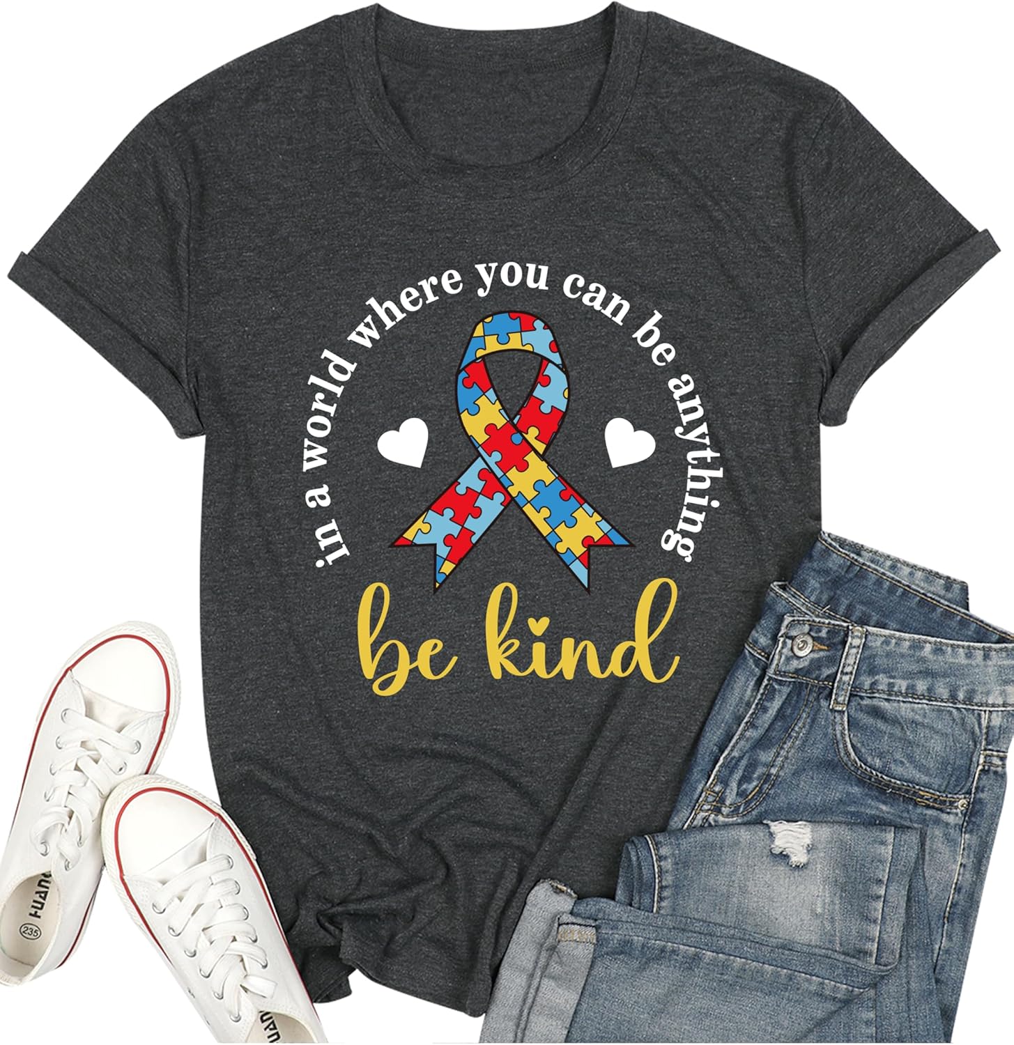Autism Awareness Shirt Women Autism Acceptance Shirt Be Kind Shirt for Women Autism Support Tee Tops