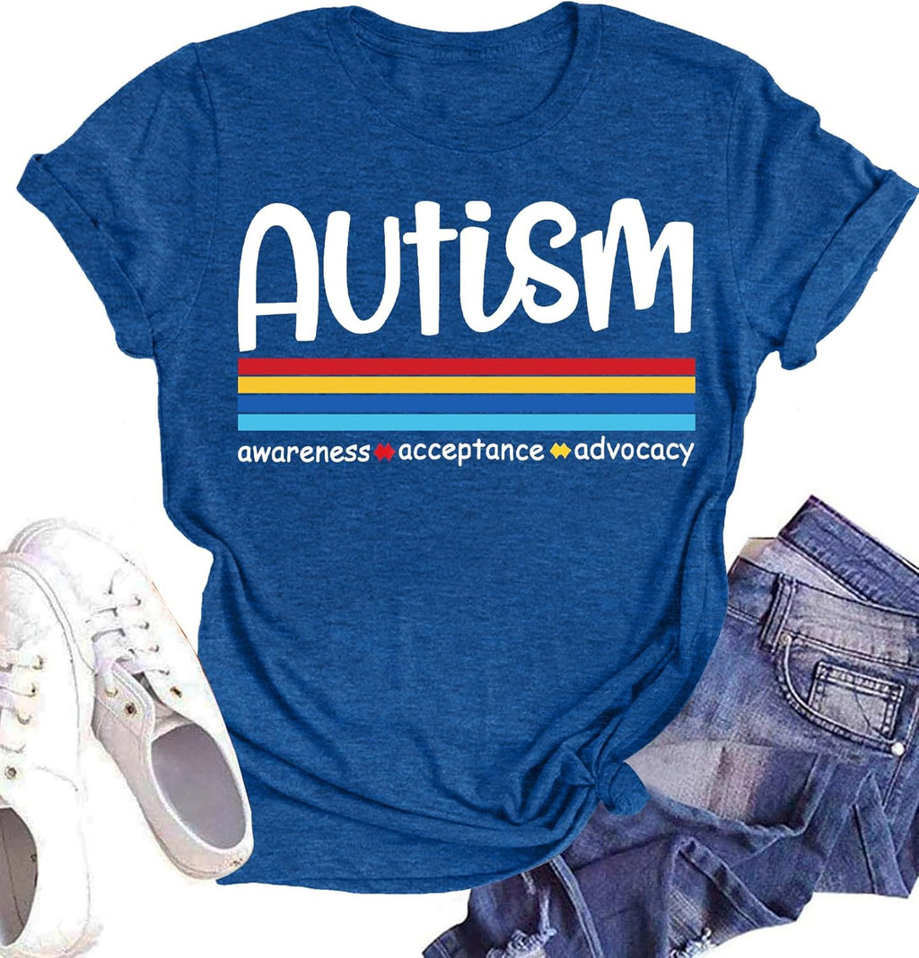 Autism Awareness Shirt Womens Autism Acceptance Shirt Be Kind Inspirational Shirt Autism Support Gift Tee Tops