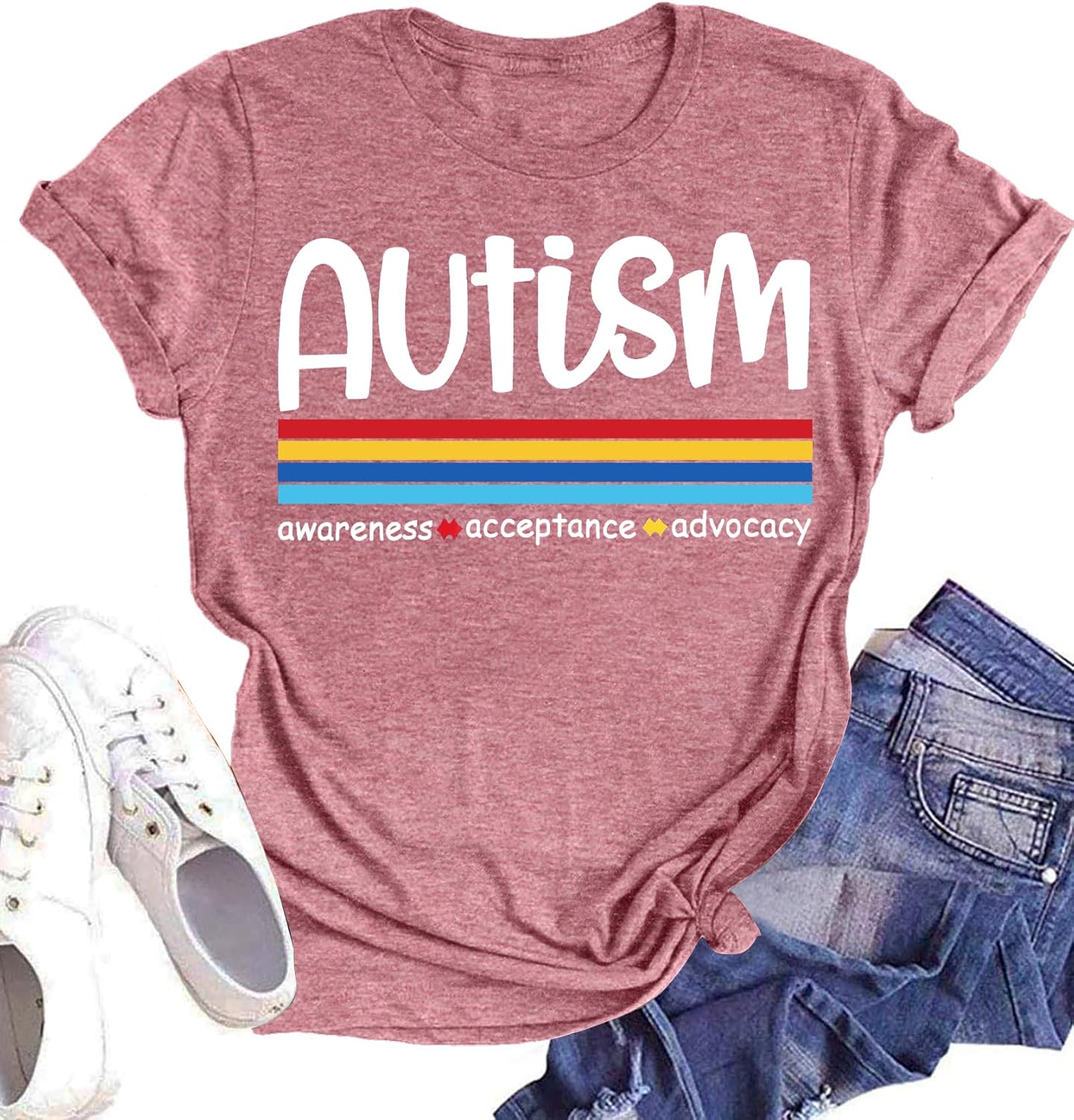 Autism Awareness Shirt Womens Autism Acceptance Shirt Be Kind Inspirational Shirt Autism Support Gift Tee Tops