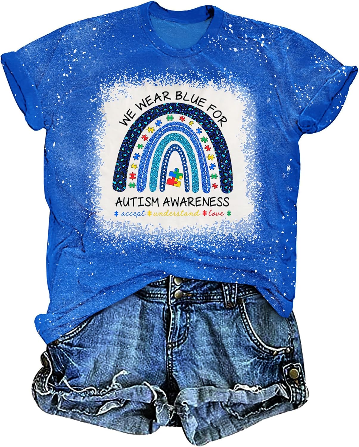 UYIQL Autism Awareness Shirt Women Accept Love Understand Tshirt Puzzle Piece Heart Graphic Inspirational Tee Tops