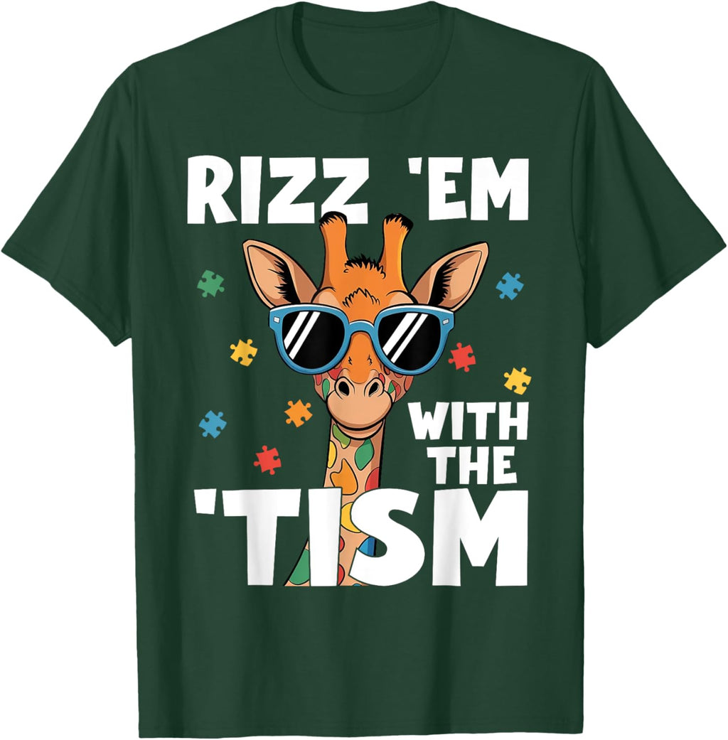 Rizz em with the tism Autism Giraffe Funny Autism Awareness