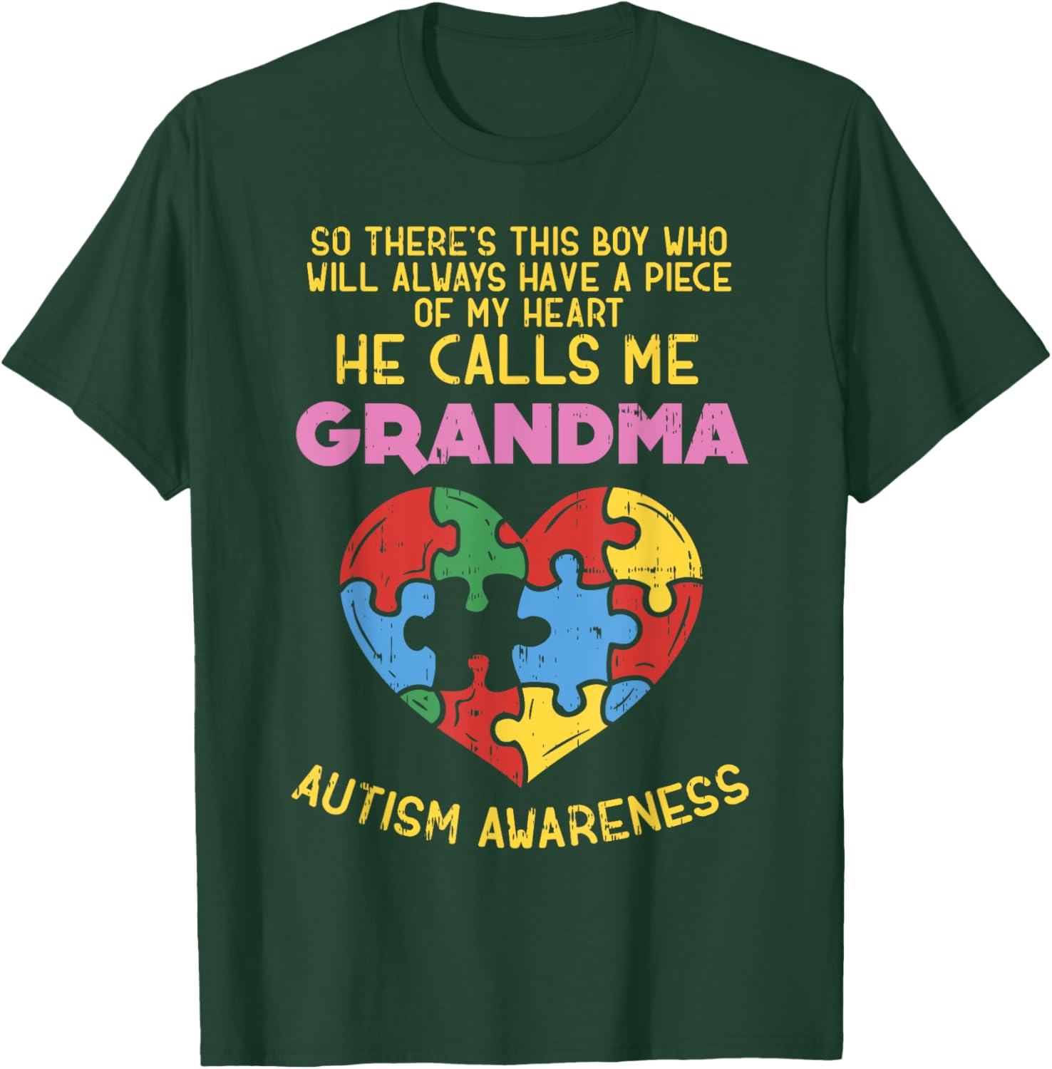 Grandma Autism Awareness Shirt Austistic Boy Piece My Heart