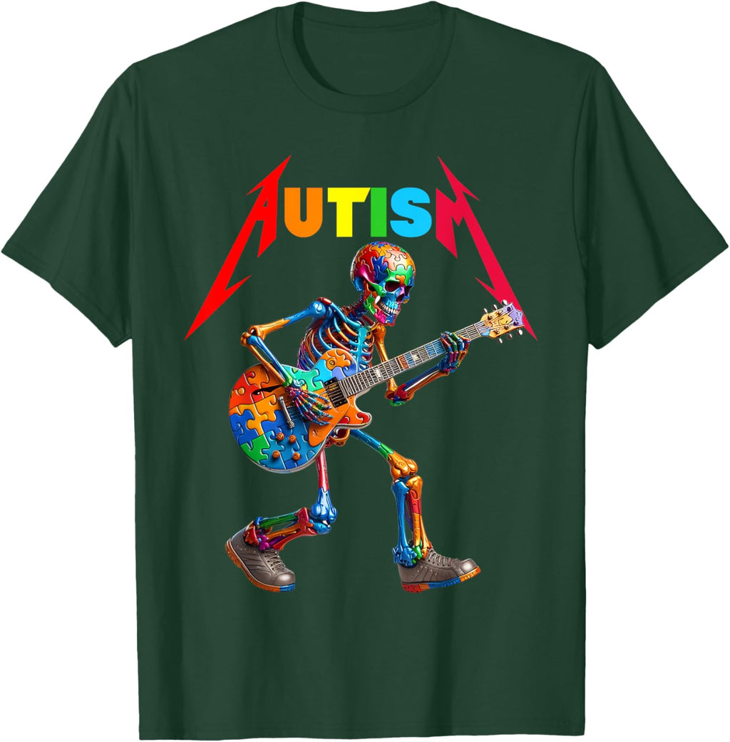 Autism Skeleton Guitar Rock Puzzle Music Autism Awareness
