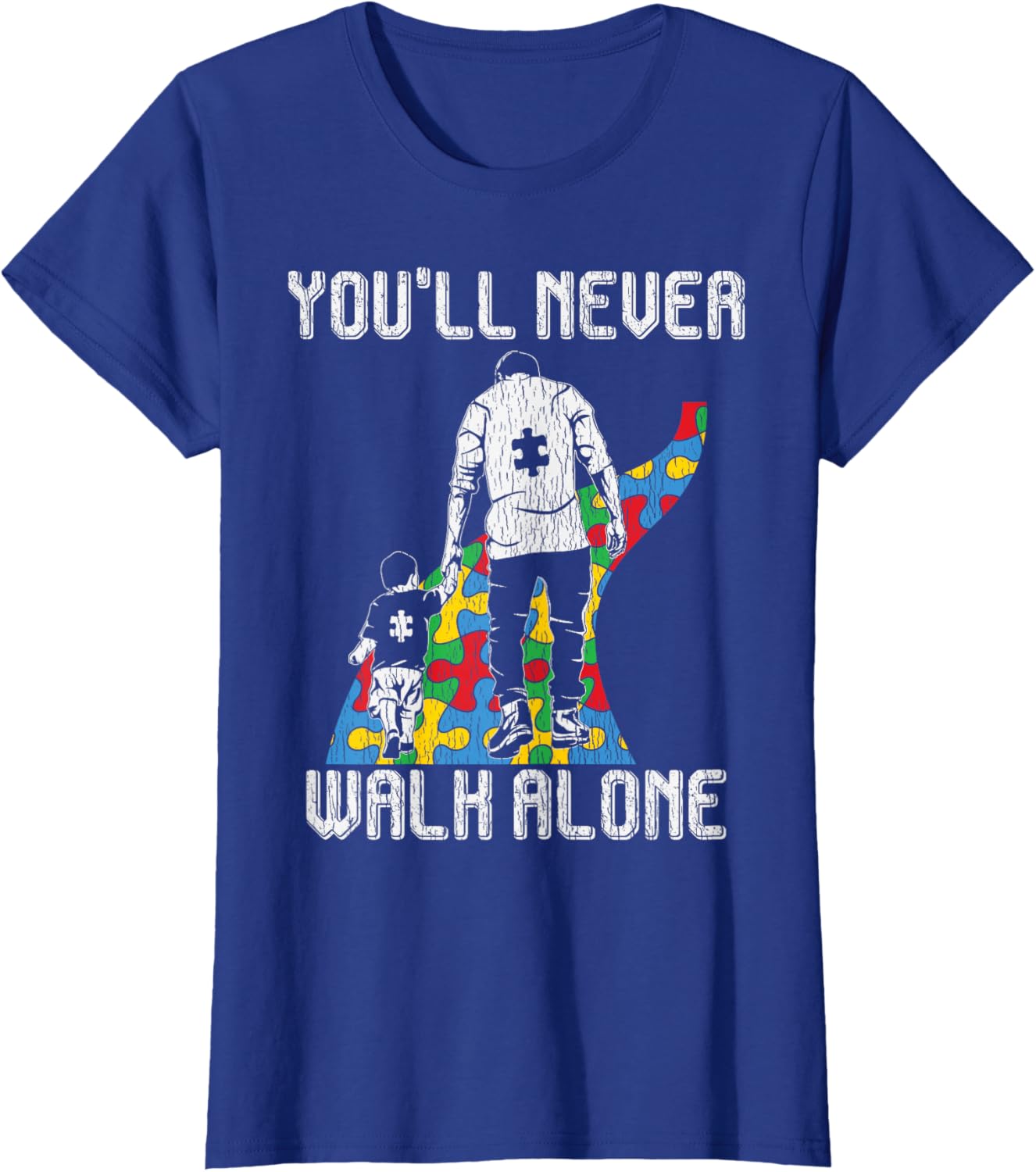 Vintage Father Son Family Autistic Kids Autism Awareness Dad