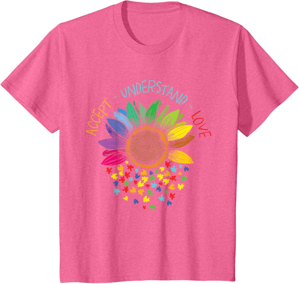 Autism Awareness Accept Understand Love ASD Rainbow Flower