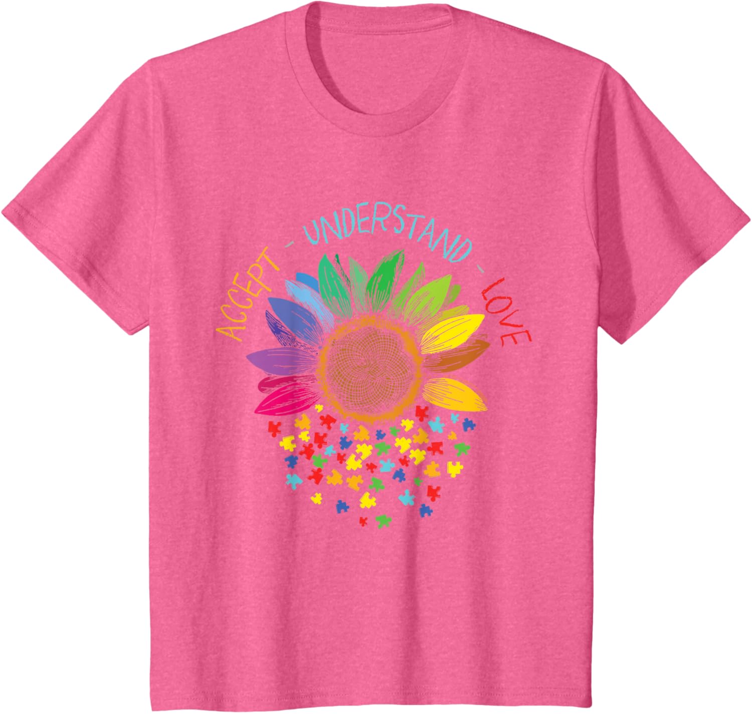 Autism Awareness Accept Understand Love ASD Rainbow Flower