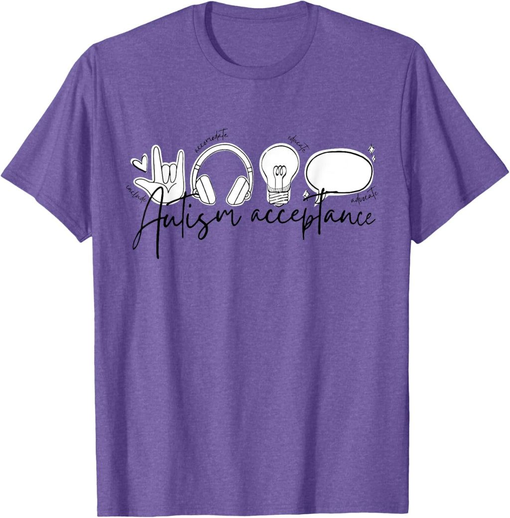 Autism Awareness Acceptance Shirt Support Mom Women Kid