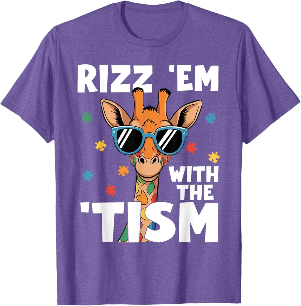 Rizz em with the tism Autism Giraffe Funny Autism Awareness