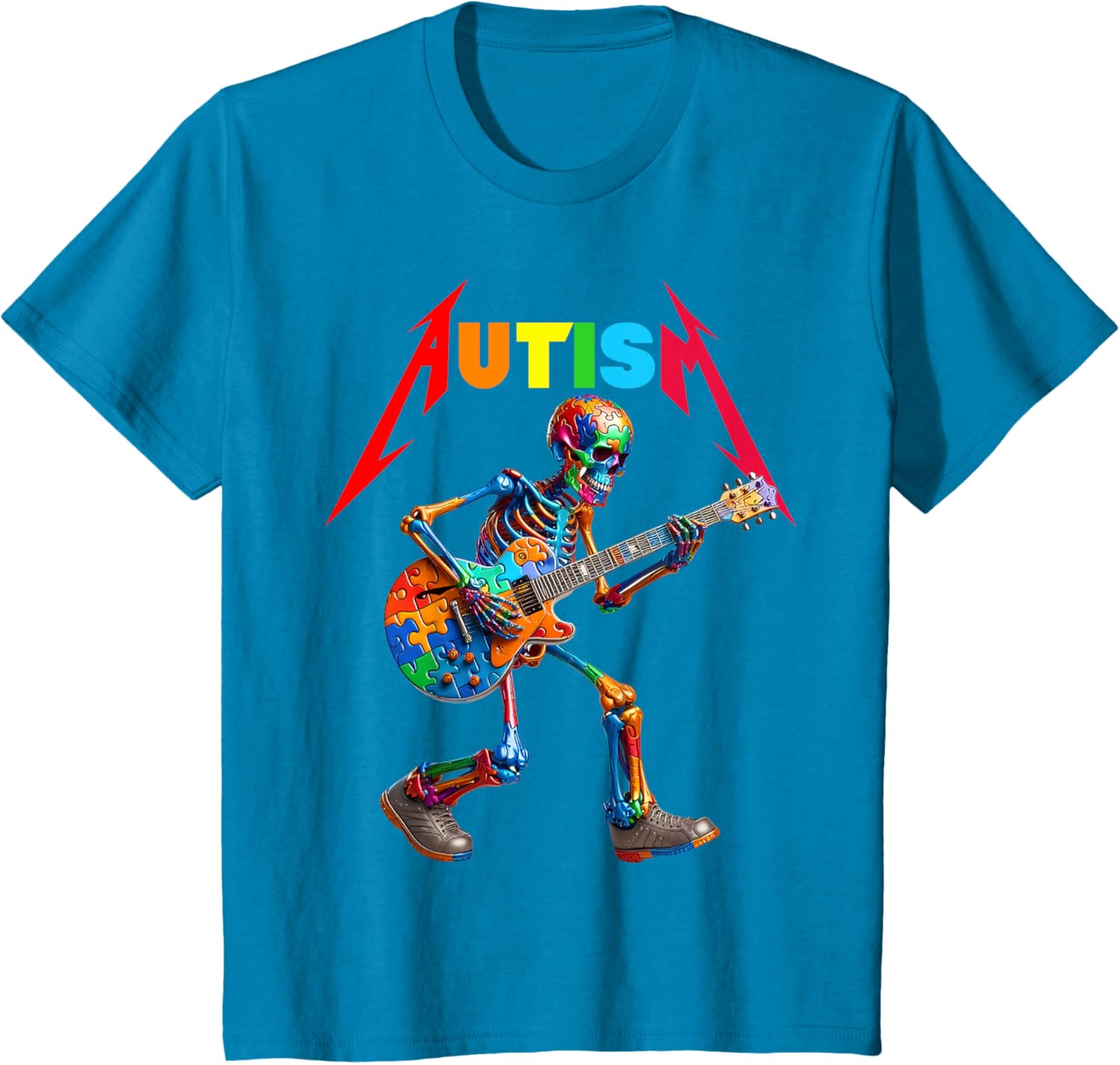 Autism Skeleton Guitar Rock Puzzle Music Autism Awareness