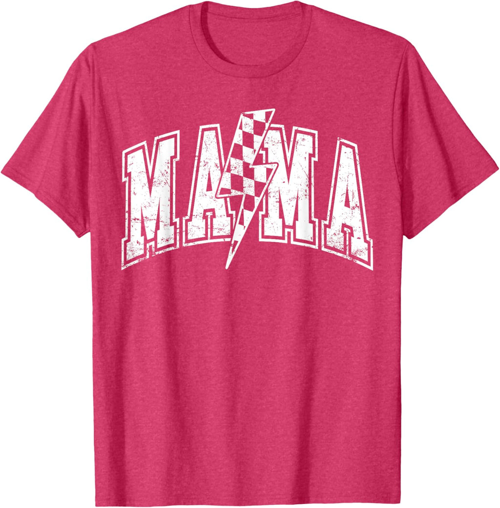 Mama Lightning Bolt Checkered Varsity Mom Women Mother's Day Mother Shirt