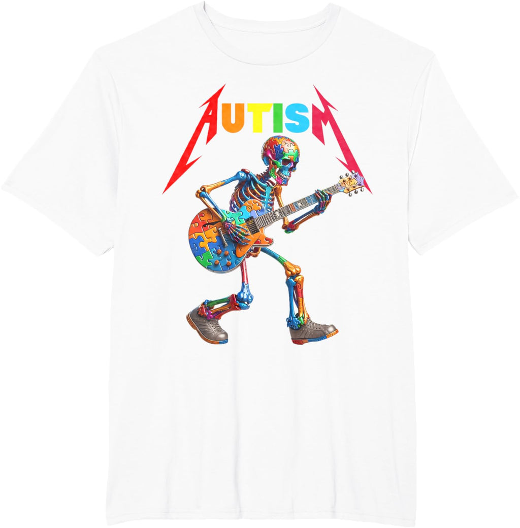 Autism Skeleton Guitar Rock Puzzle Music Autism Awareness