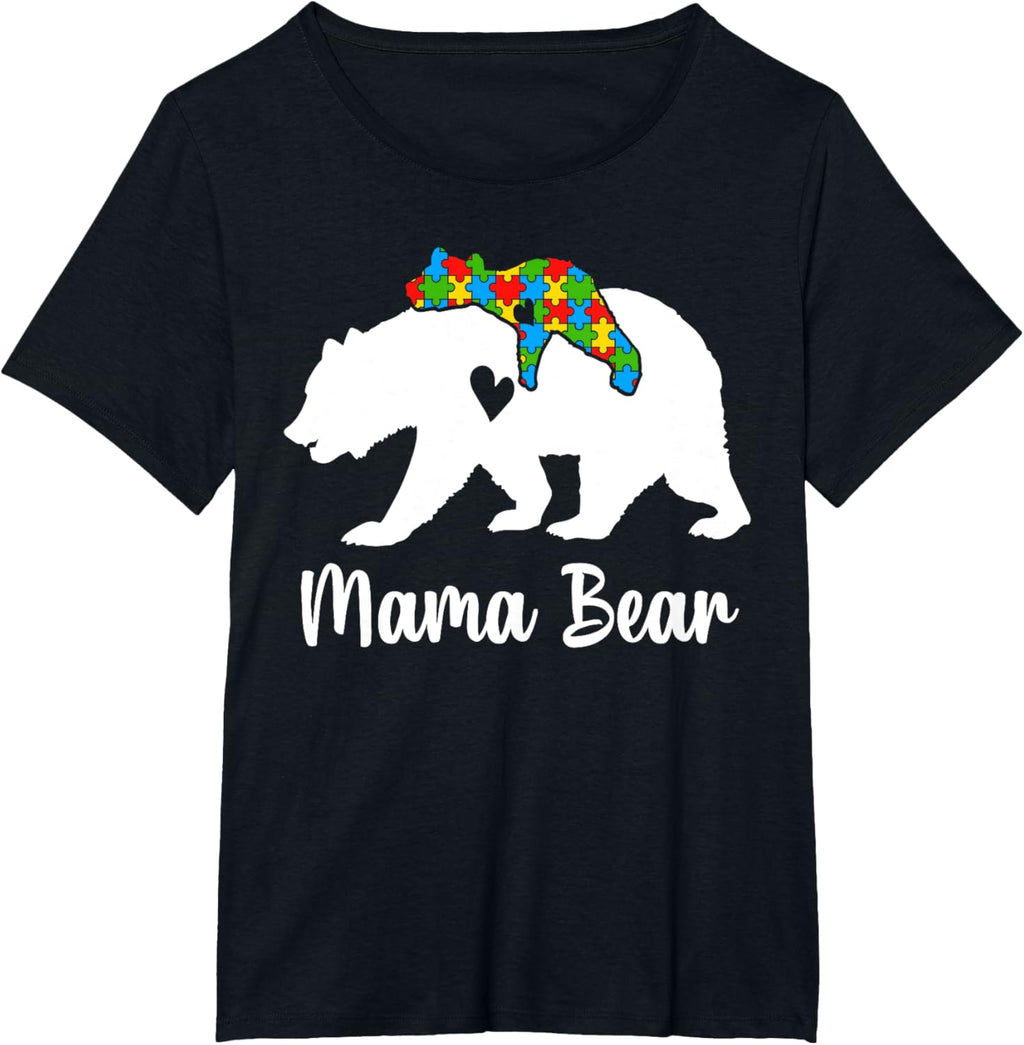 Mama Bear Love Support Autism Awareness Bear Family