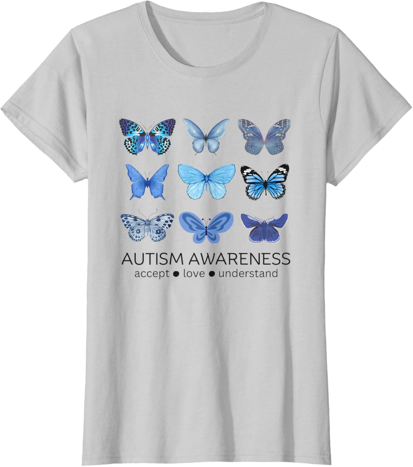 Women In April We Wear Blue Butterfly Autism Mental Health