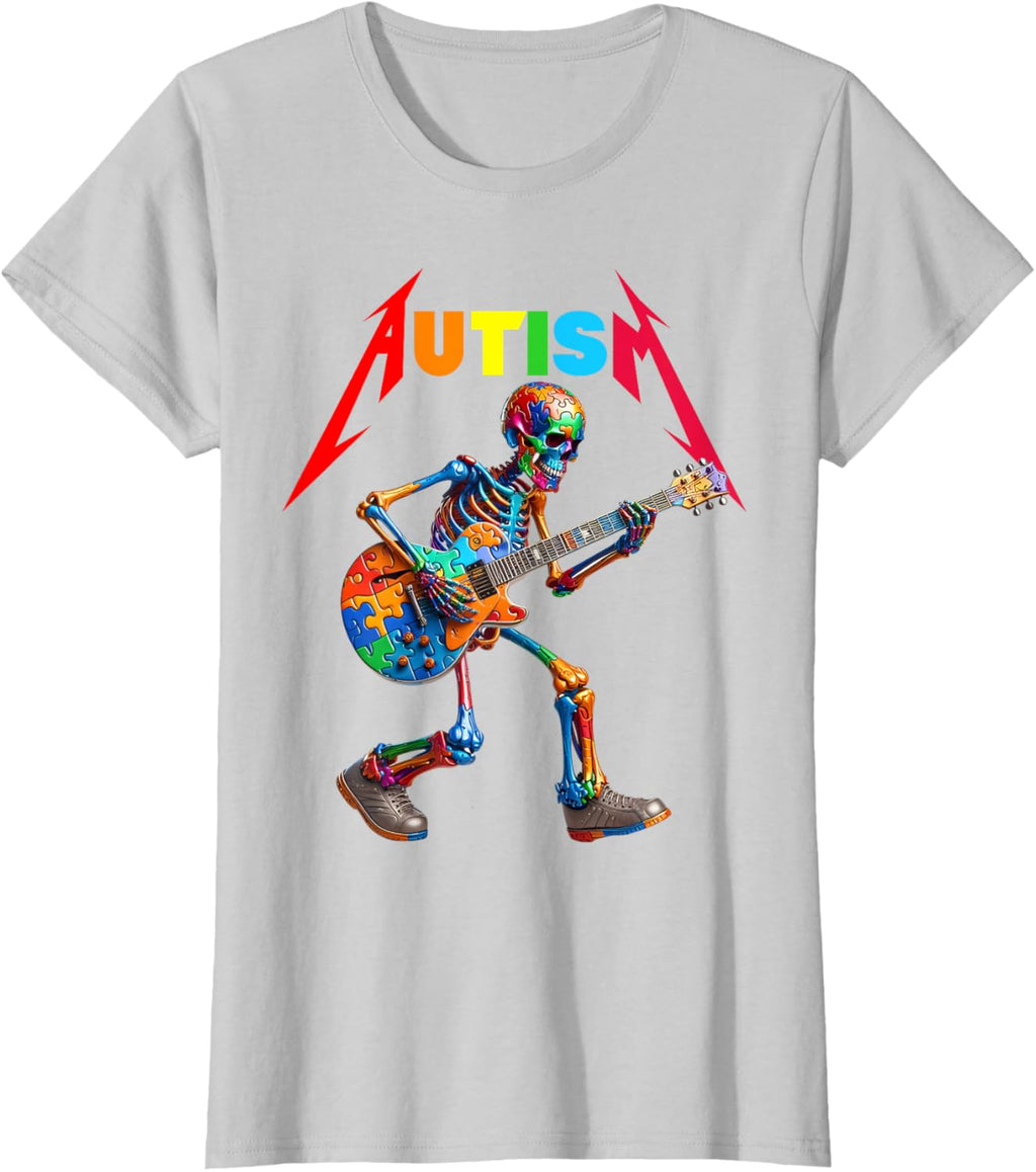 Autism Skeleton Guitar Rock Puzzle Music Autism Awareness