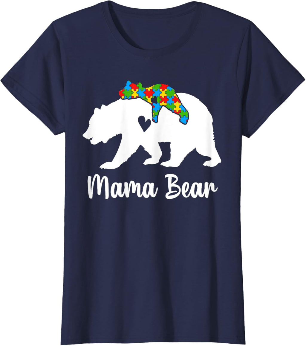Mama Bear Love Support Autism Awareness Bear Family