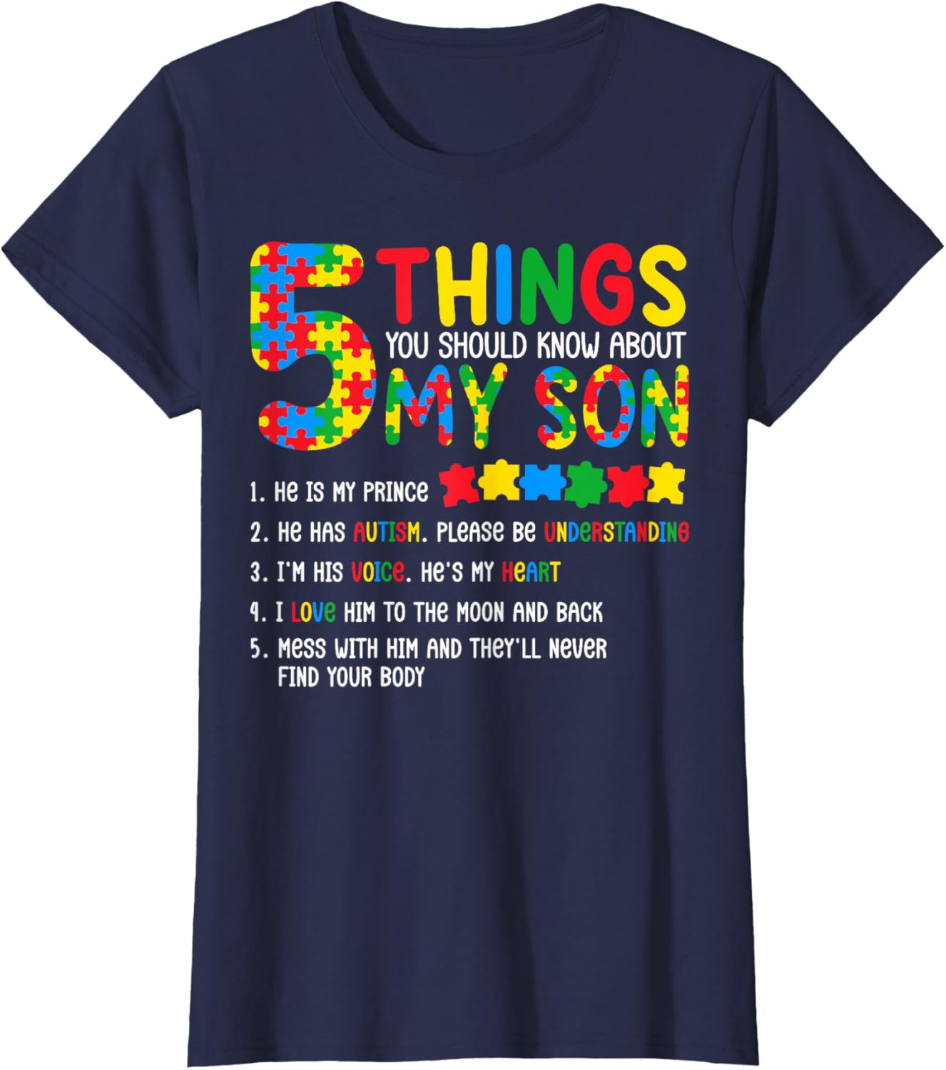 Autism Awareness Shirt 5 Things You Should Know About My Son