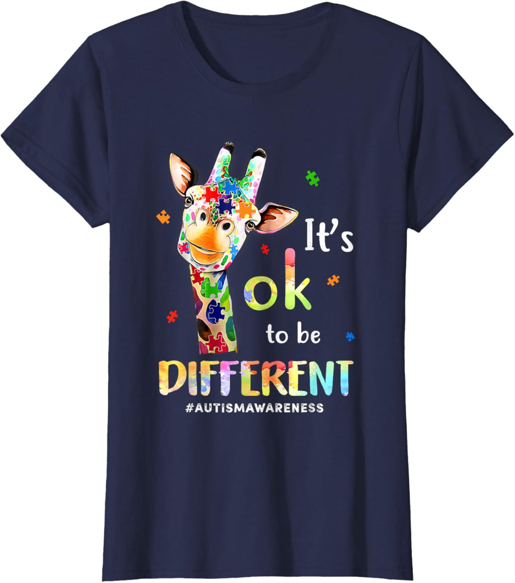 Autism Awareness Cute Giraffe Animal Its Ok To Be Different