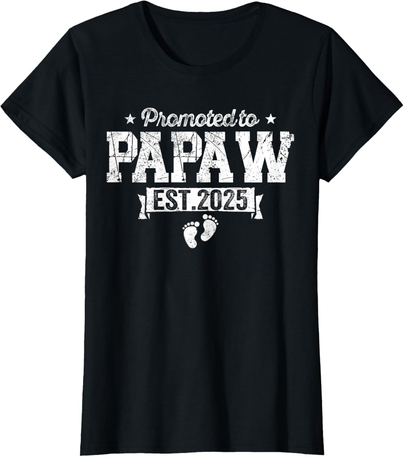 Retro Promoted To Papaw 2025 New Papaw First Father's Day T-Shirt, Small, Black