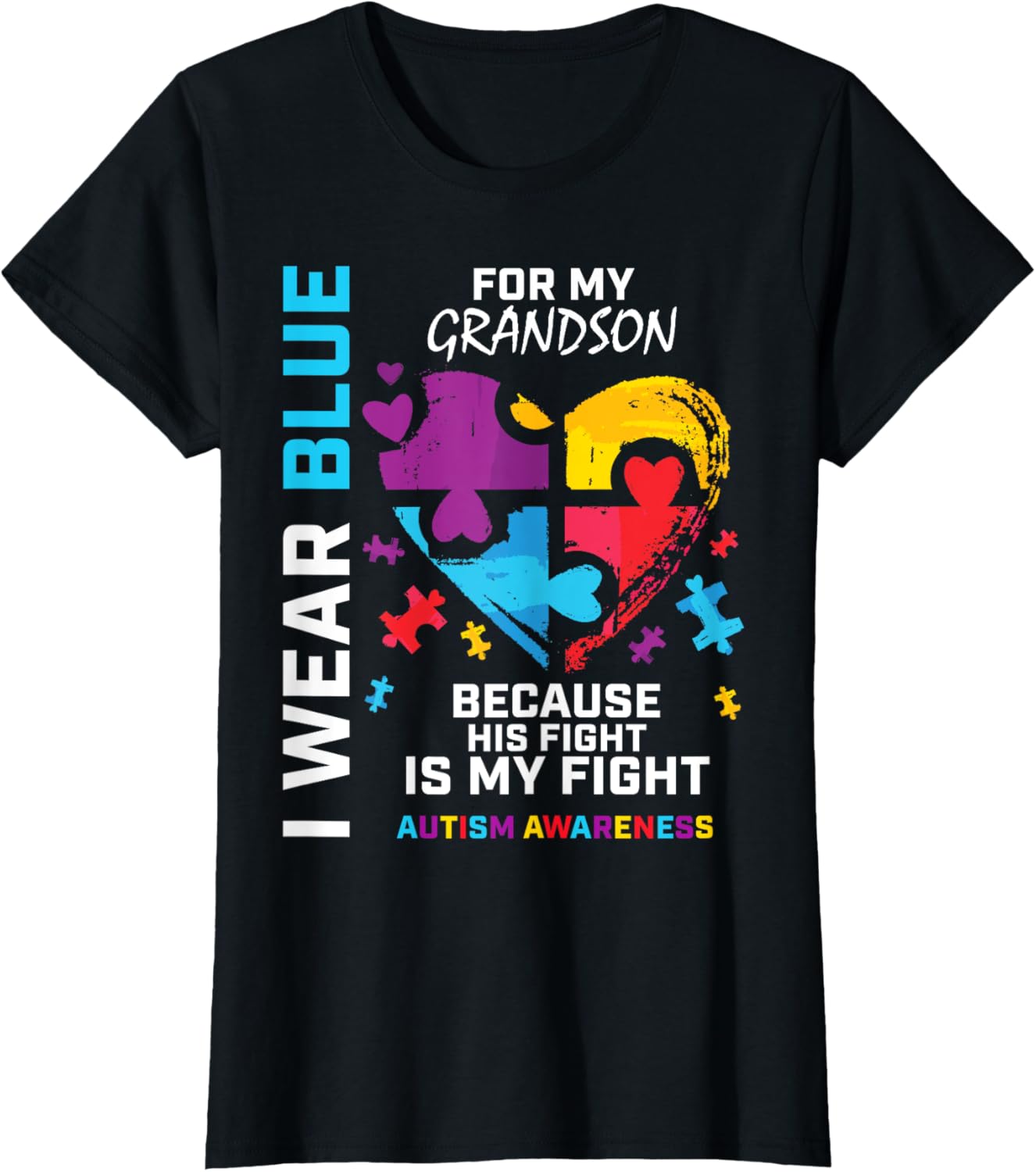 Grandma Grandpa I Wear Blue For My Grandson Autism Awareness