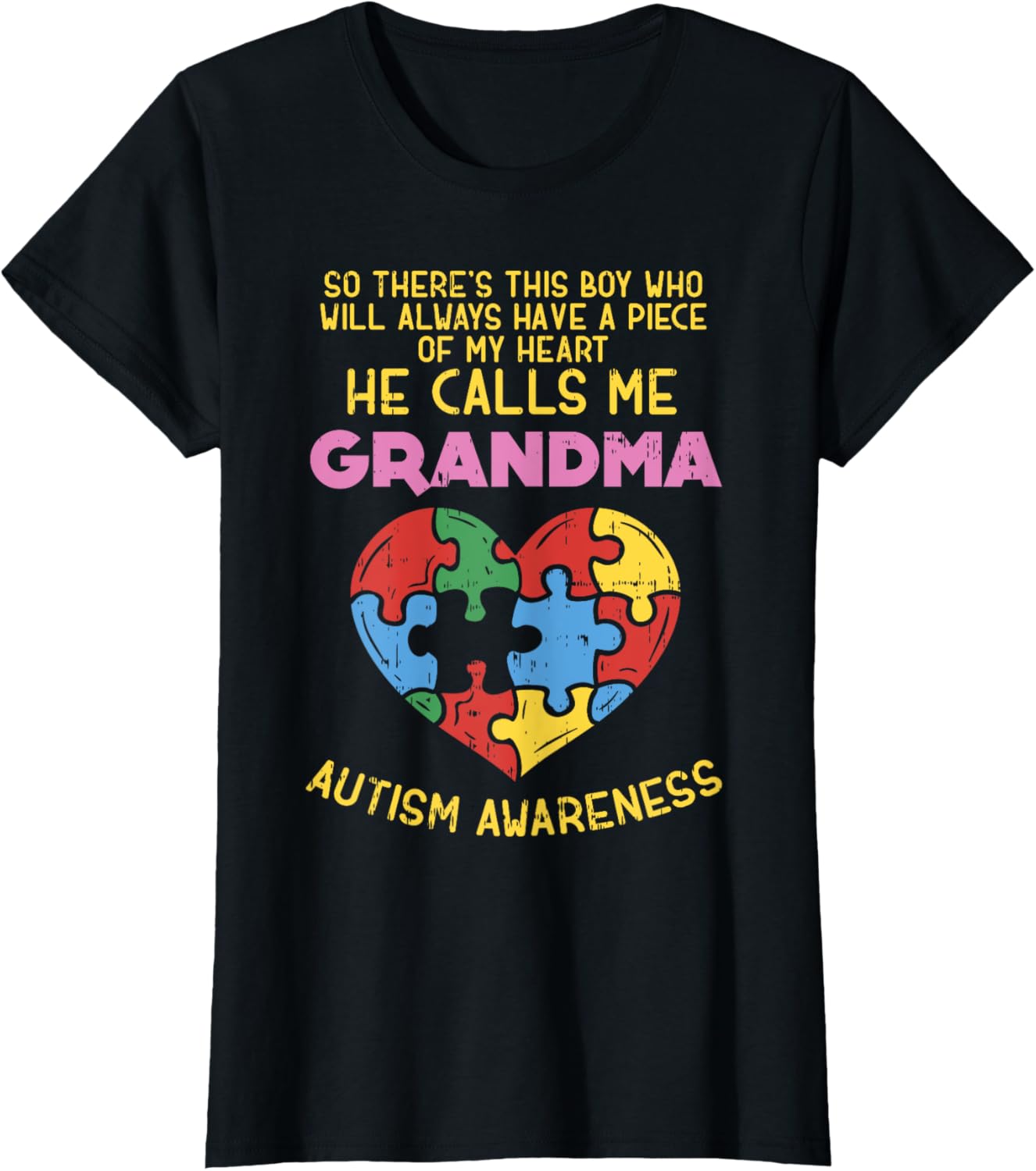 Grandma Autism Awareness Shirt Austistic Boy Piece My Heart