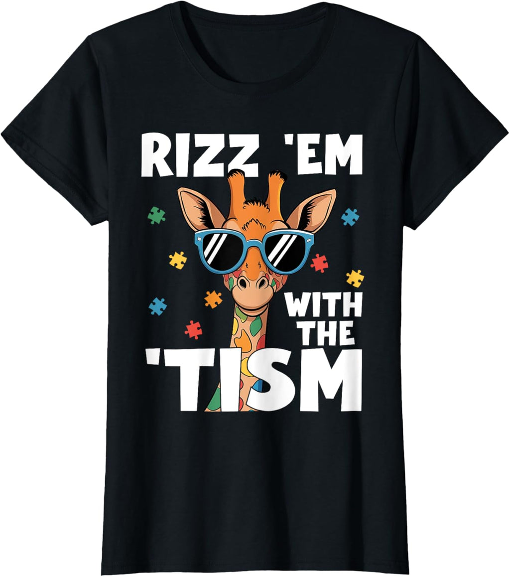 Rizz em with the tism Autism Giraffe Funny Autism Awareness