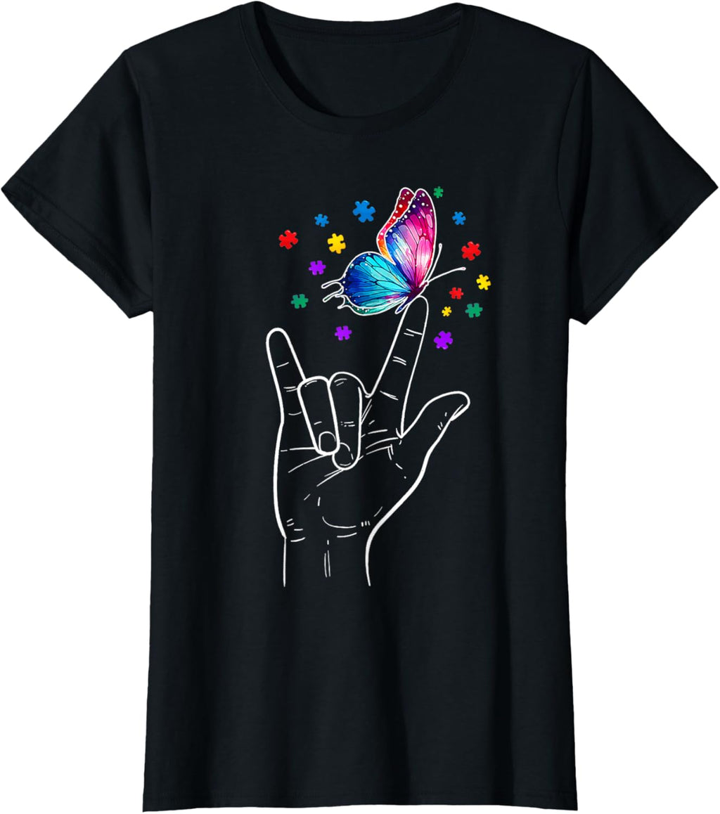 I Love You Hand Sign Language Butterfly Autism Awareness
