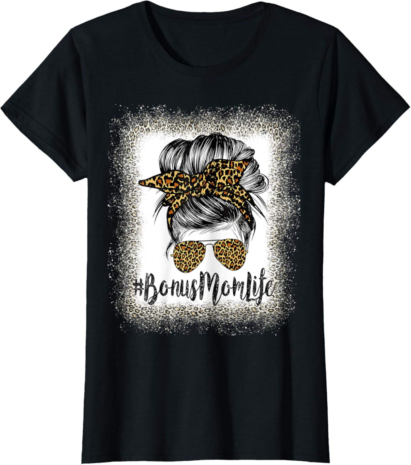 Bonus Mom Life Hair Bandana Glasses Leopard Mother's Day T