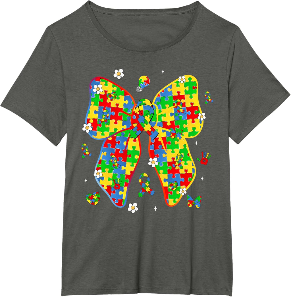 Autism Awareness Coquette Bow Puzzle Bow Women Kids Girl Boy