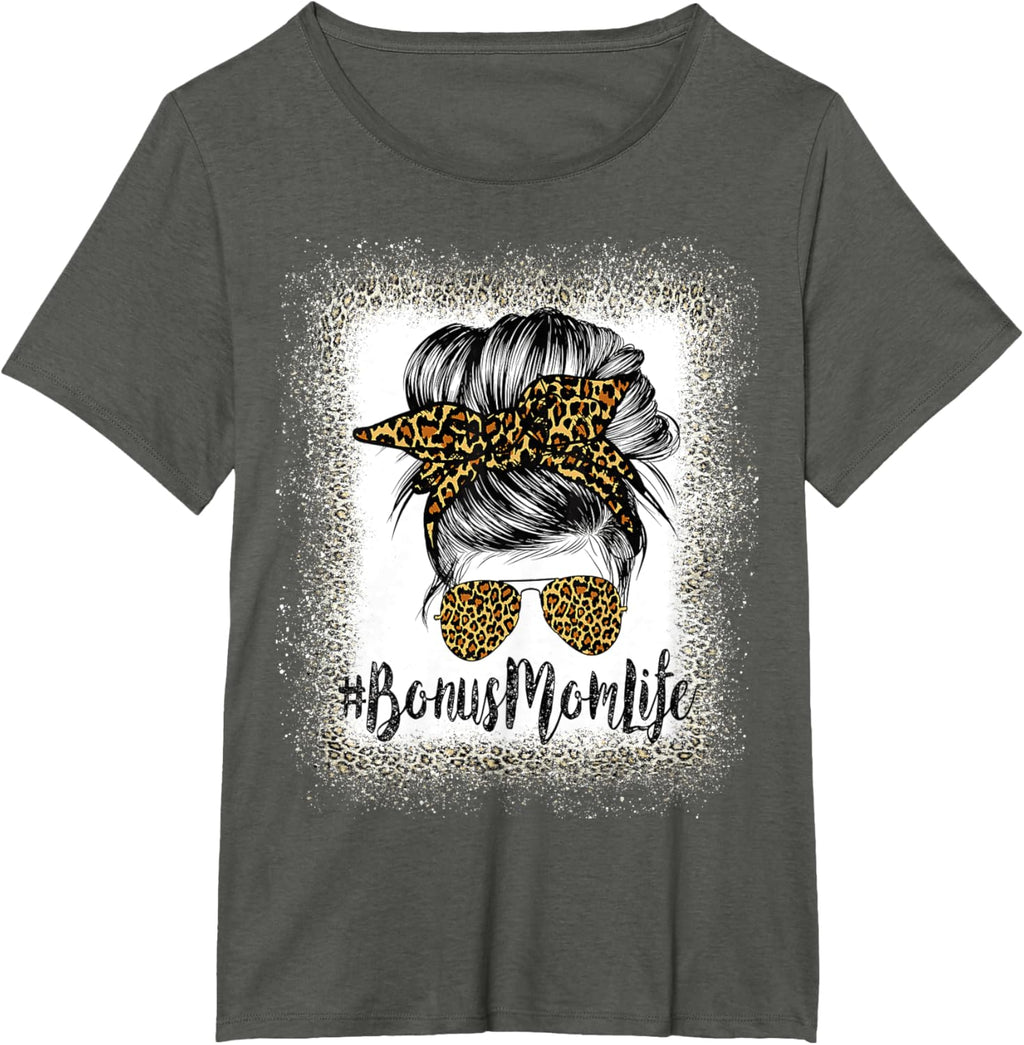 Bonus Mom Life Hair Bandana Glasses Leopard Mother's Day T