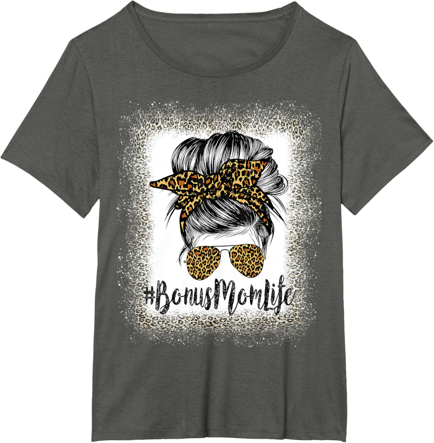 Bonus Mom Life Hair Bandana Glasses Leopard Mother's Day T