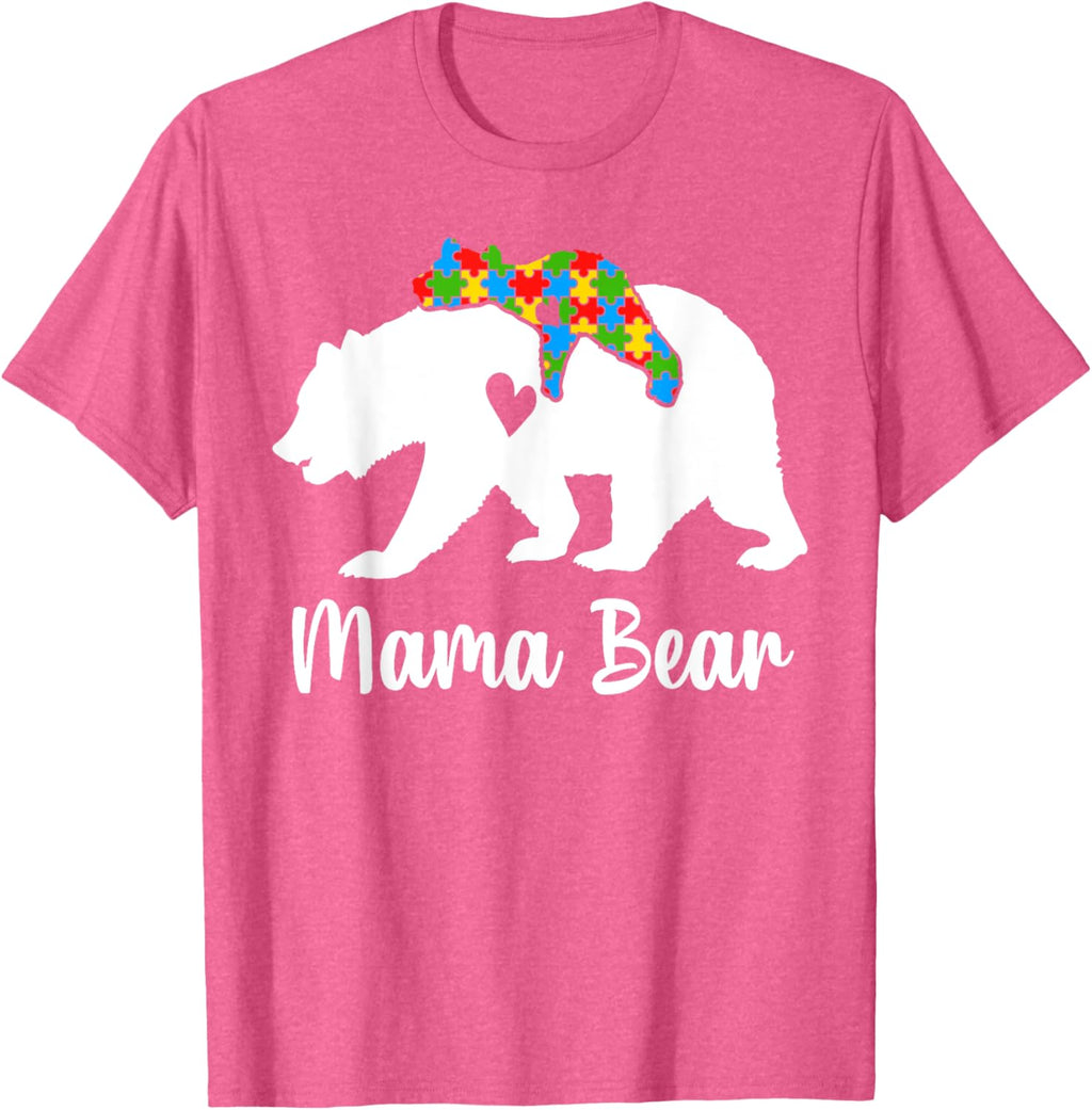 Mama Bear Love Support Autism Awareness Bear Family