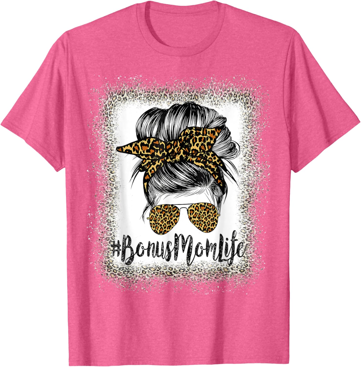 Bonus Mom Life Hair Bandana Glasses Leopard Mother's Day T