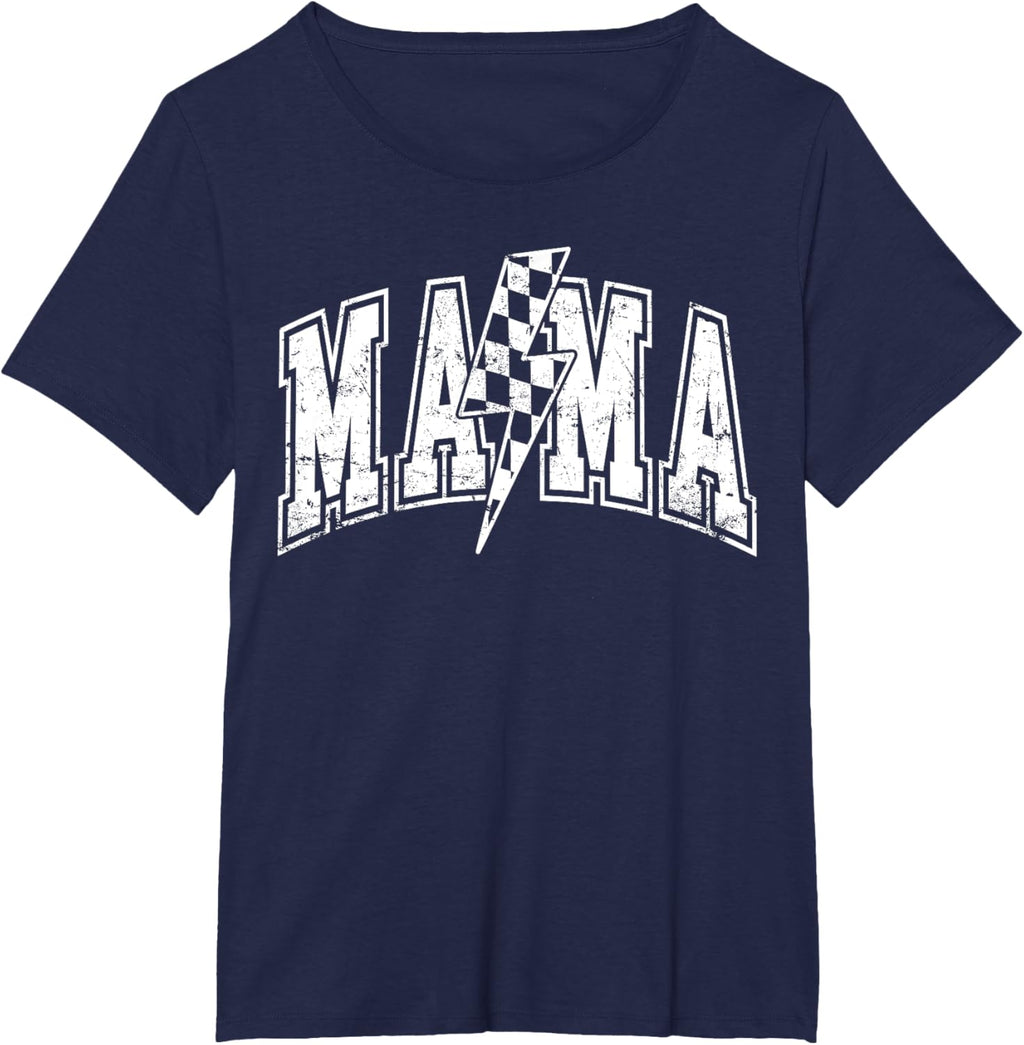 Mama Lightning Bolt Checkered Varsity Mom Women Mother's Day Mother Shirt