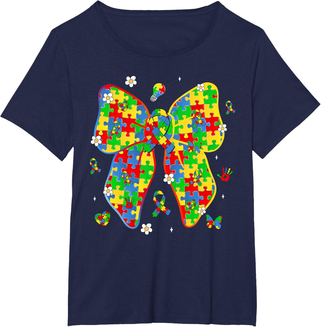 Autism Awareness Coquette Bow Puzzle Bow Women Kids Girl Boy