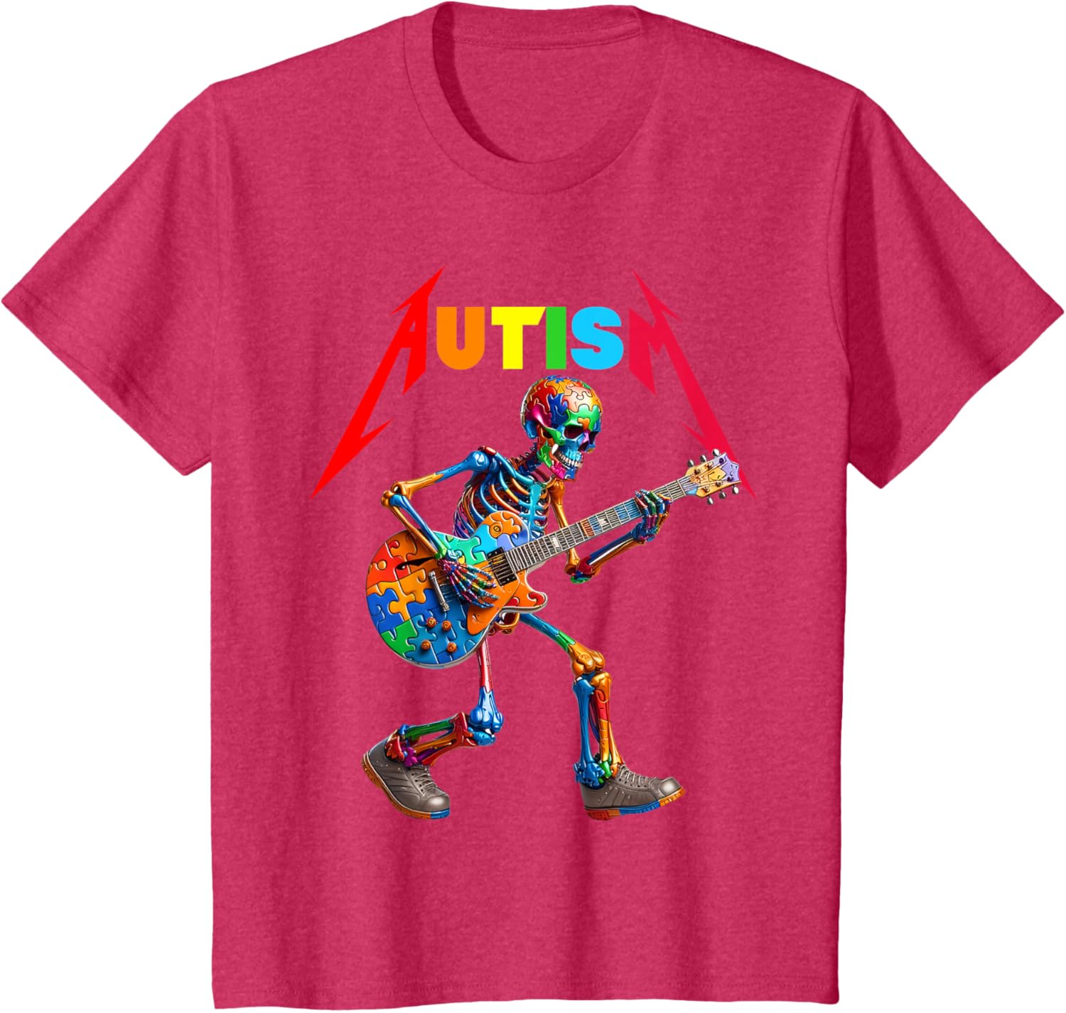 Autism Skeleton Guitar Rock Puzzle Music Autism Awareness