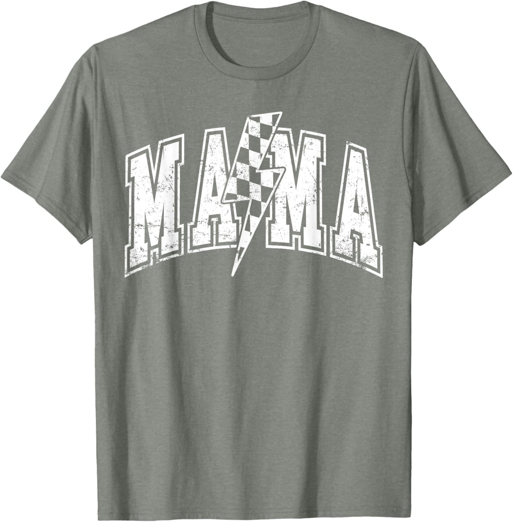 Mama Lightning Bolt Checkered Varsity Mom Women Mother's Day Mother Shirt