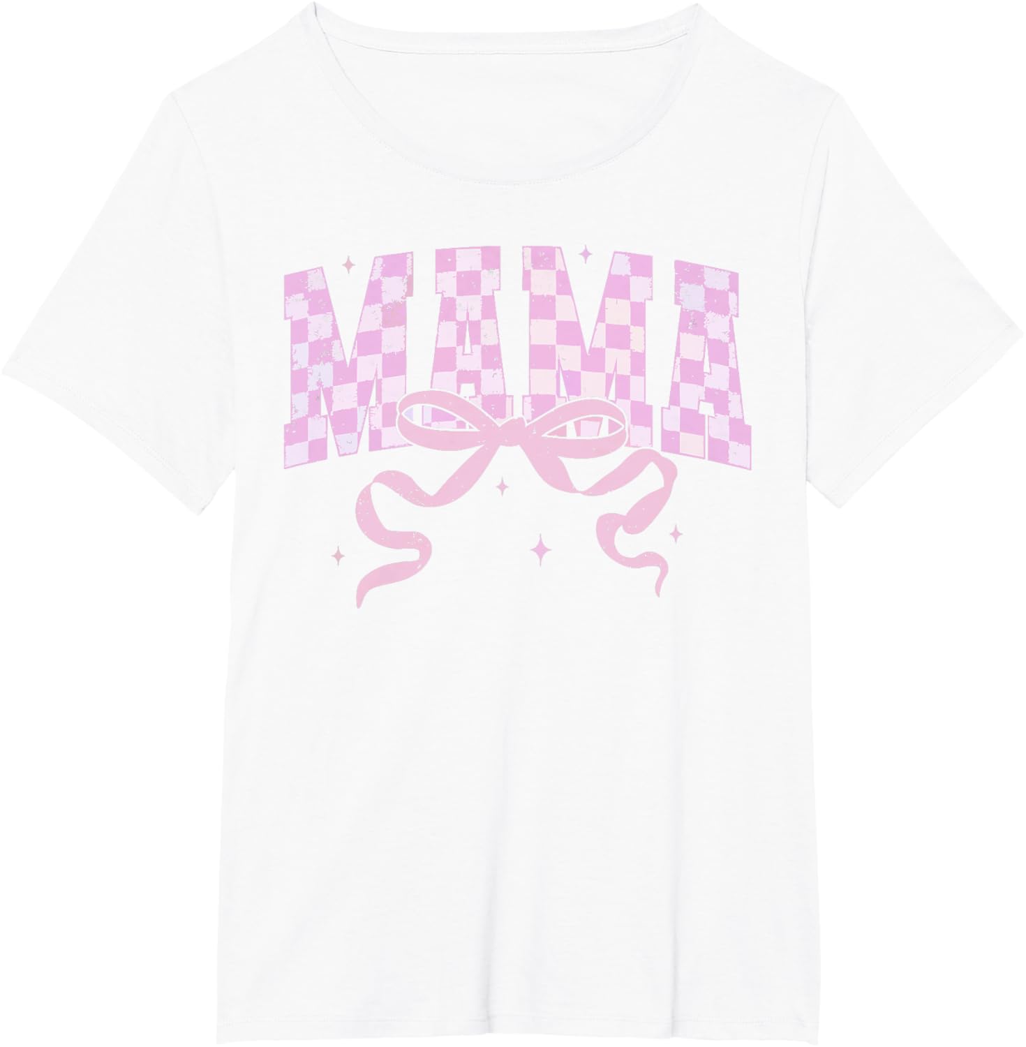 Retro Checkered Mama Coquette Mother's Day Pink Bow