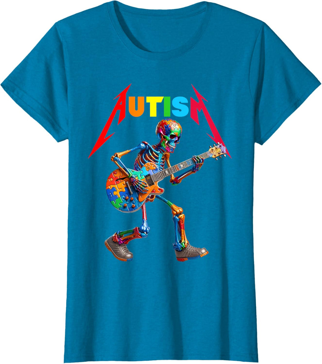 Autism Skeleton Guitar Rock Puzzle Music Autism Awareness