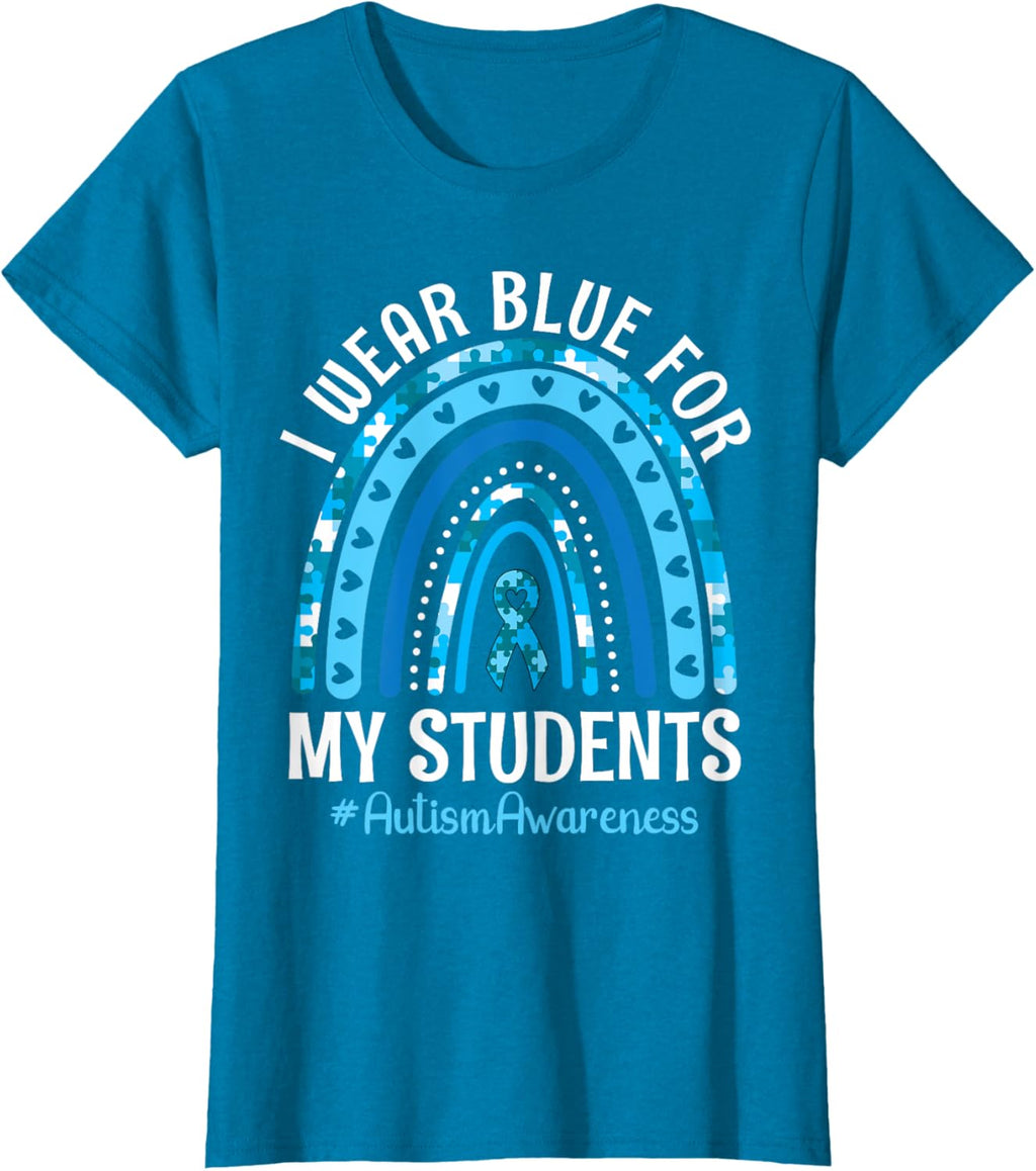 Happy Teacher I Wear Blue For My Students Autism Awareness