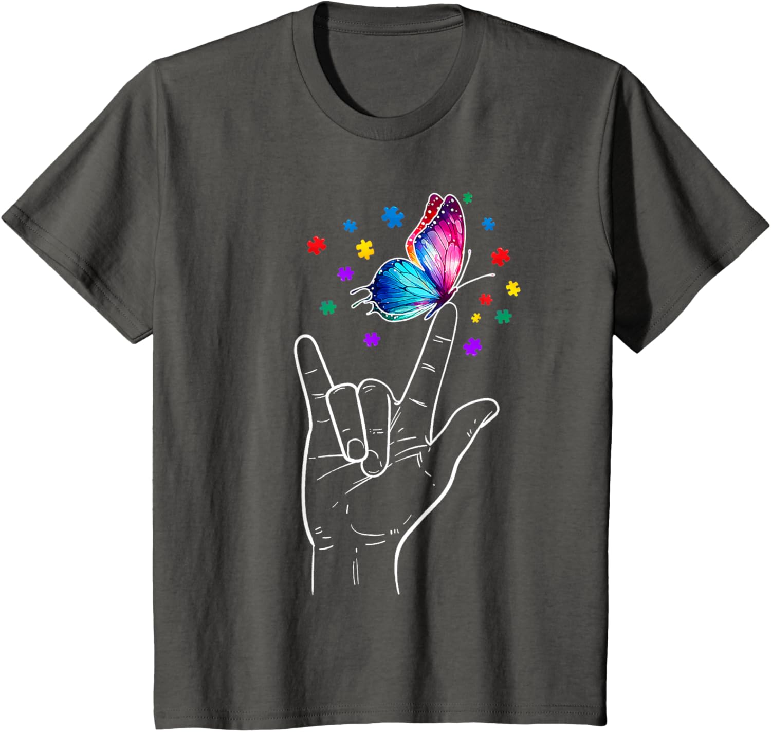 I Love You Hand Sign Language Butterfly Autism Awareness