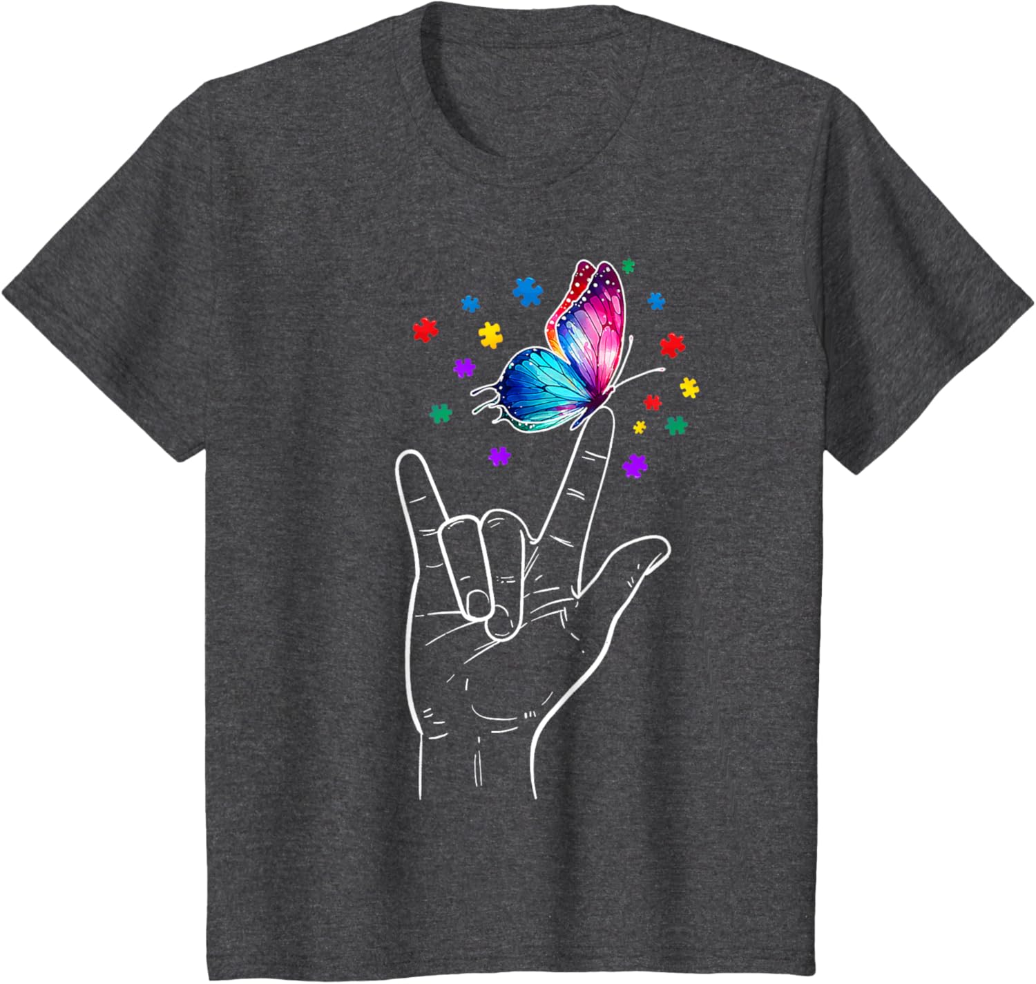 I Love You Hand Sign Language Butterfly Autism Awareness