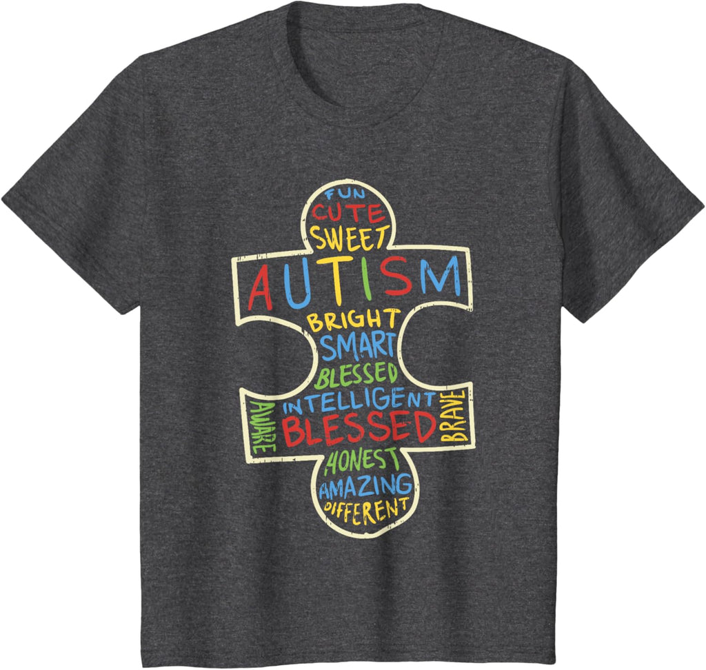Autism Awareness Shirt Puzzle Piece Words Autistic Gift
