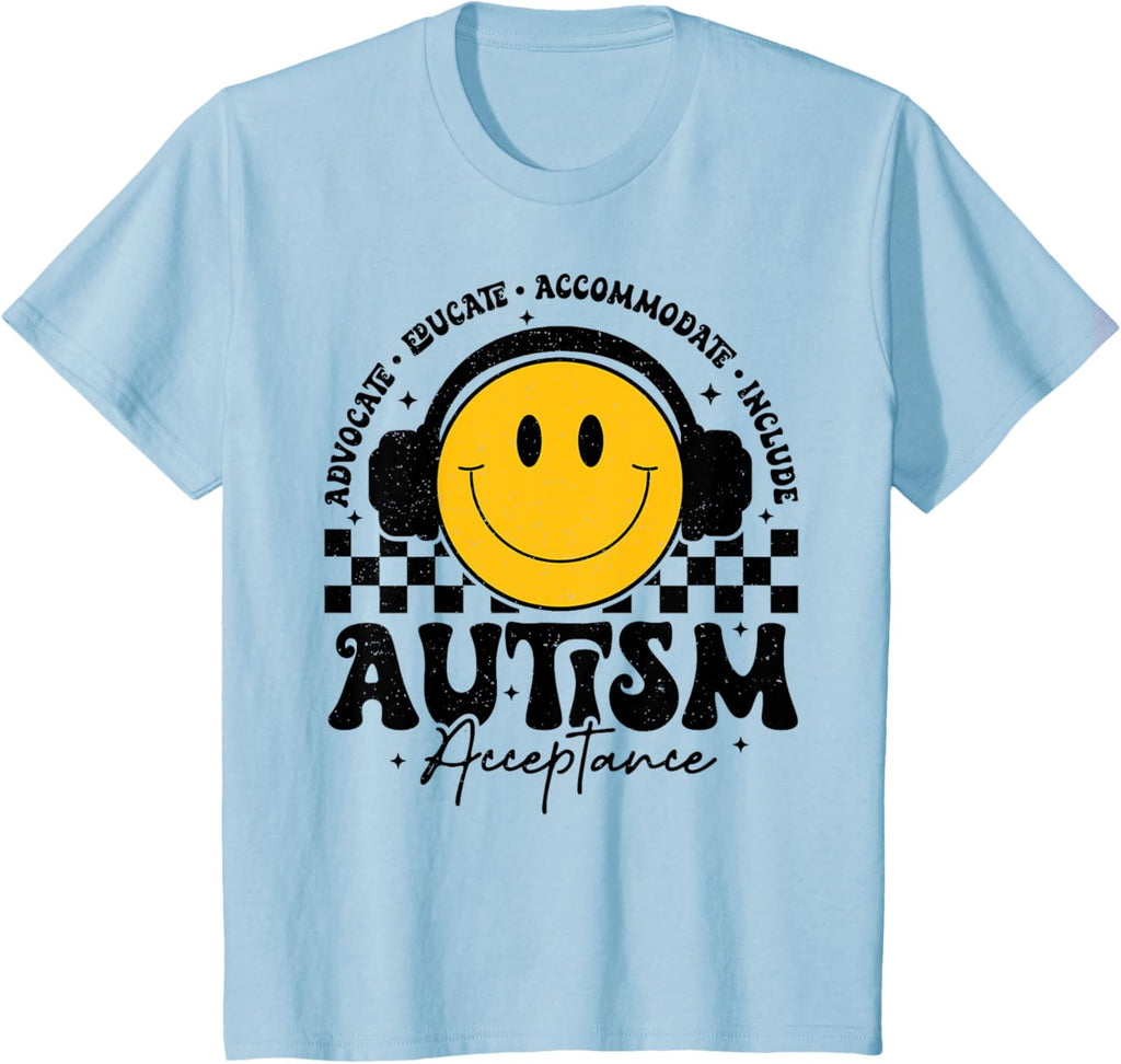 Kids Autism Awareness Acceptance Smile Face Autistic Teacher Kids
